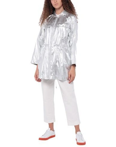 Shop Stella Mccartney Woman Overcoat Silver Size 0 Polyester