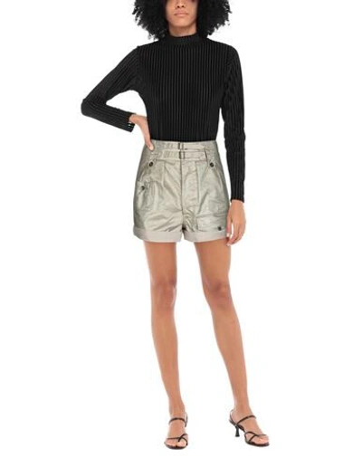 Shop Saint Laurent Woman Denim Shorts Platinum Size 10 Linen In Grey