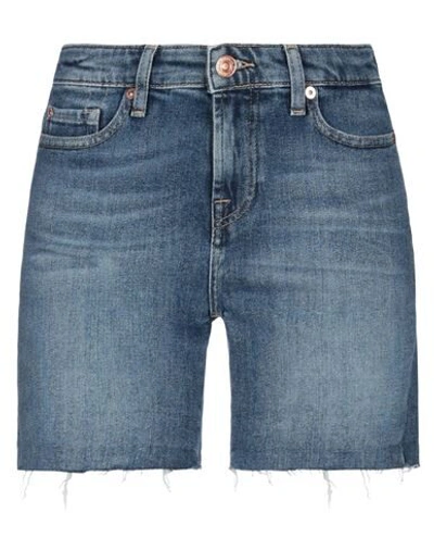 Shop 7 For All Mankind Woman Denim Shorts Blue Size 27 Cotton, Elastane