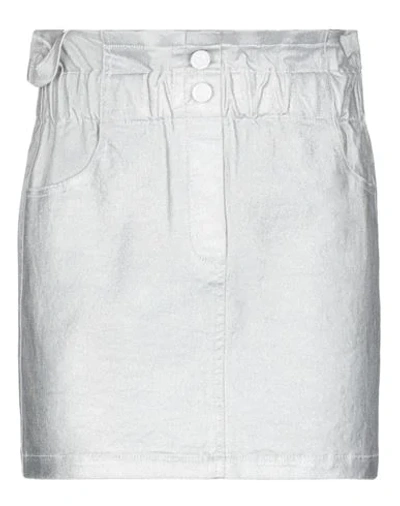 Shop 8pm Woman Denim Skirt Silver Size Xxs Cotton, Elastane