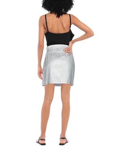 Shop 8pm Woman Denim Skirt Silver Size Xxs Cotton, Elastane