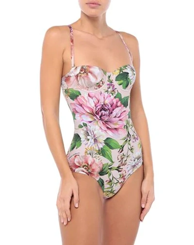 Shop Dolce & Gabbana One-piece Swimsuits In Pink