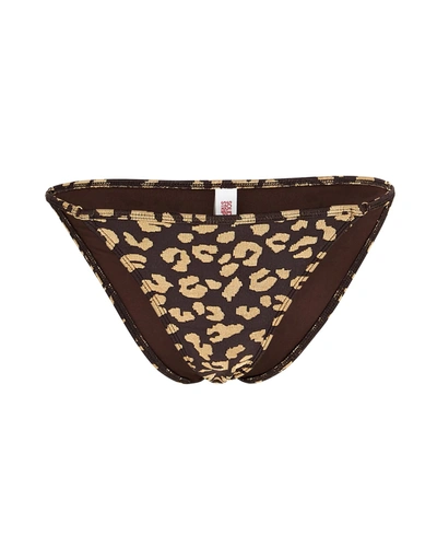 Shop Solid & Striped Lulu Leopard Bikini Bottoms In Brown/gold