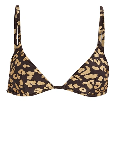 Shop Solid & Striped Lulu Leopard Bikini Top In Brown/gold