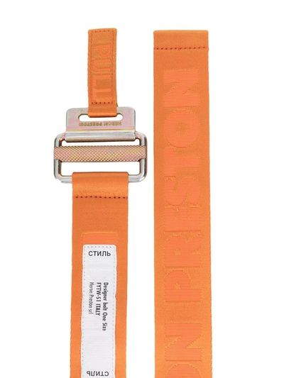 Shop Heron Preston Logo Belt In Orange