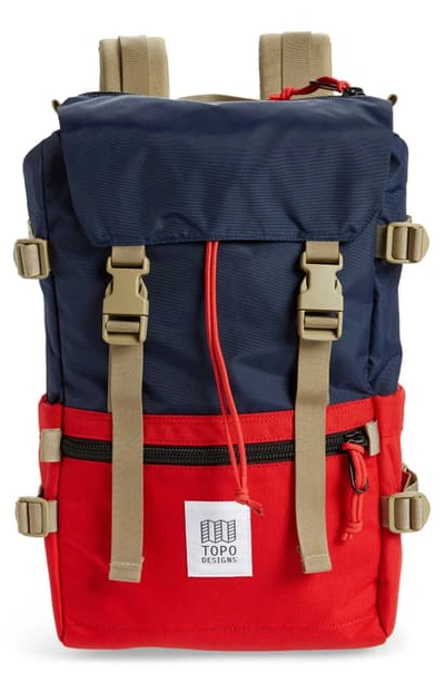 Shop Topo Designs Classic Rover Backpack In Turquoise/red