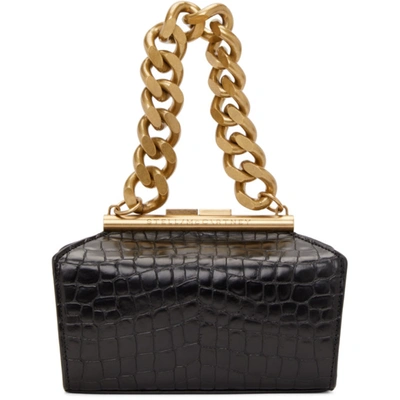 Shop Stella Mccartney Black Croc Small Chunky Chain Bag In 1000 Black