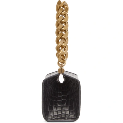 Shop Stella Mccartney Black Croc Small Chunky Chain Bag In 1000 Black