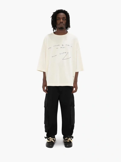 Jw Anderson Off-white Oversized Oscar Wilde T-shirt In White