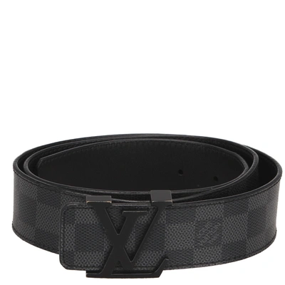 Pre-owned Louis Vuitton Black Damier Graphite Canvas Initiales Belt