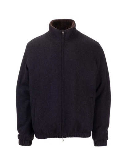 Shop Loro Piana Cashmere Knitted Jacket In Blue