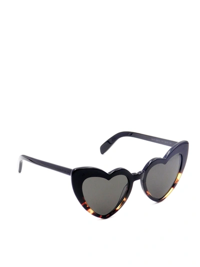 Shop Saint Laurent Loulou Heart Shaped Sunglasses In Black