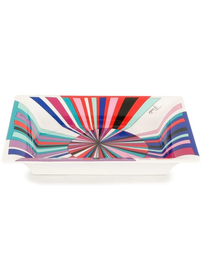 Shop Emilio Pucci Coral And Blue Sole Print Valet Tray In Pink
