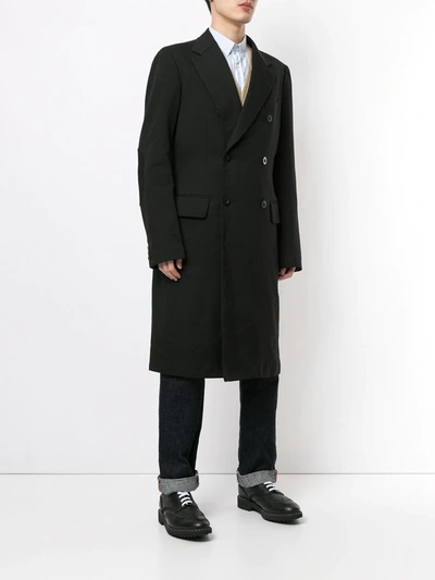 Shop Junya Watanabe Elbow Patch Double-breasted Coat In Black