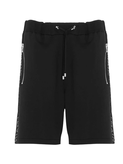 Shop Balmain Branded Band Bermuda Shorts In Black