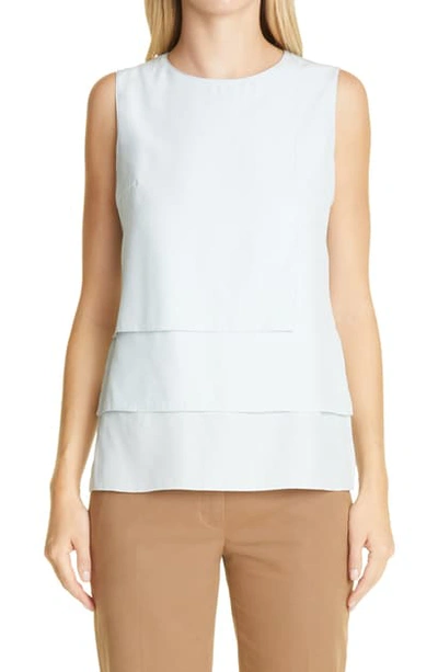 Shop Akris Tiered Silk Crepe Sleeveless Top In 117-ice Blue