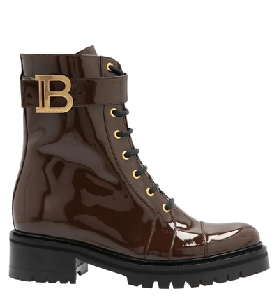 Shop Balmain Ranger Romy Combat Boots In Brown