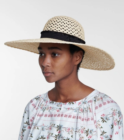 Shop Maison Michel Blanche Straw Hat In Neutrals