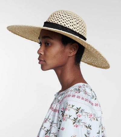 Shop Maison Michel Blanche Straw Hat In Neutrals