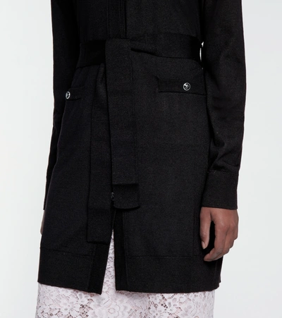 Shop Dolce & Gabbana Belted Virgin Wool Cardigan In Black