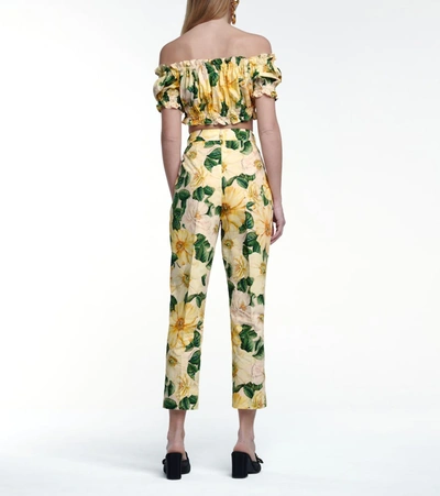 Shop Dolce & Gabbana Floral Cotton Straight Pants In Yellow