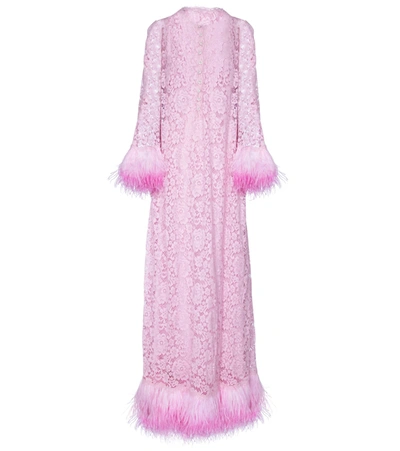 Shop Dolce & Gabbana Crystal-embellished Lace Gown In Pink