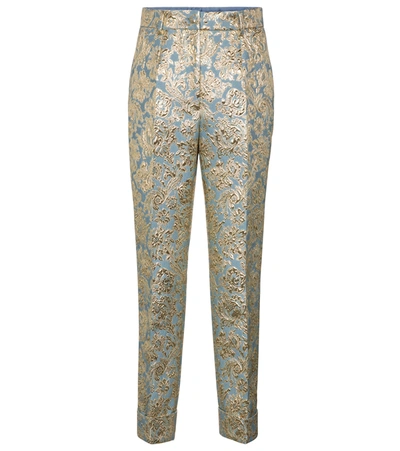 Shop Dolce & Gabbana Brocade Pants In Blue