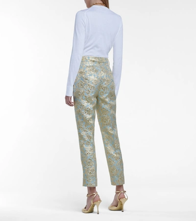Shop Dolce & Gabbana Brocade Pants In Blue
