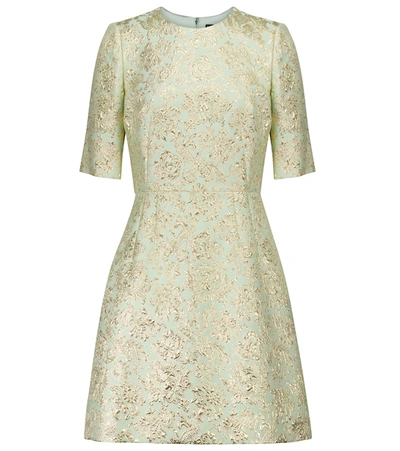 Shop Dolce & Gabbana Brocade Minidress In Green