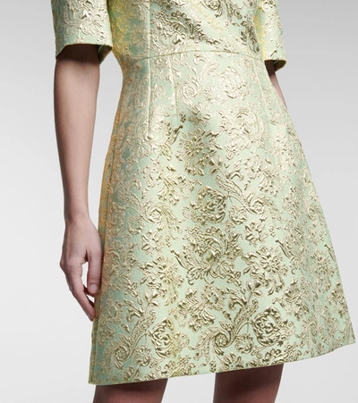 Shop Dolce & Gabbana Brocade Minidress In Green