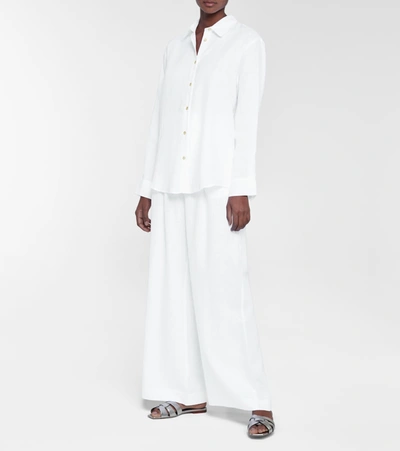 Shop Asceno Milan Linen Shirt In White