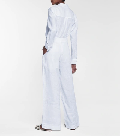 Shop Asceno Rivello Wide-leg Linen Pants In White