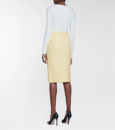 Shop Alexander Mcqueen Wool And Silk Pencil Skirt In Yellow