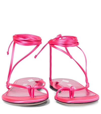 Shop Attico Kika Satin Thong Sandals In Pink