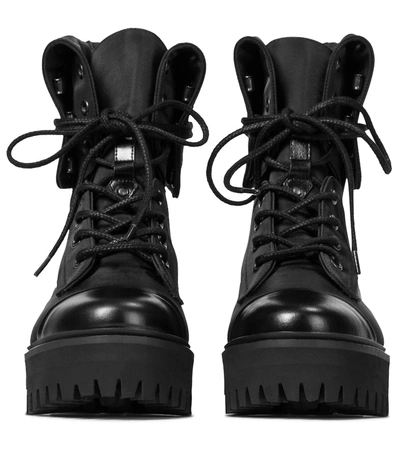 Shop Dorothee Schumacher Down To Earth Satin Combat Boots In Black