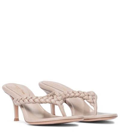 Shop Gianvito Rossi Tropea 70 Leather Thong Sandals In Beige