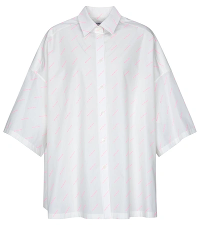 Shop Balenciaga Logo Cotton Shirt In White