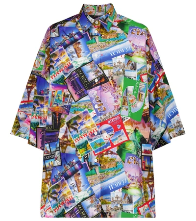 Shop Balenciaga Oversized Printed Cotton Shirt In Multicoloured
