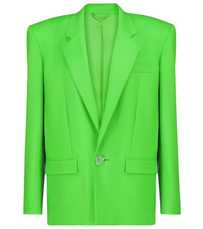 Shop Attico Stretch-wool Gabardine Blazer In Green