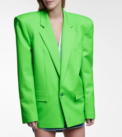 Shop Attico Stretch-wool Gabardine Blazer In Green