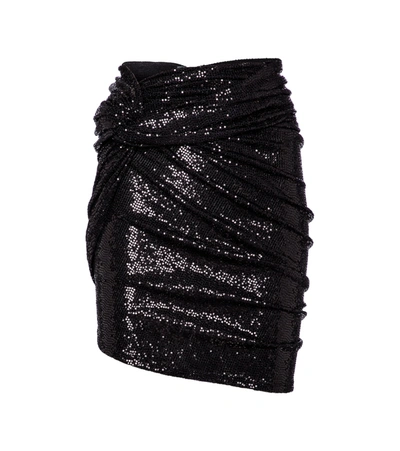 Shop Attico Sequined High-rise Miniskirt In Black
