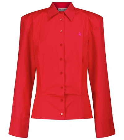 Shop Attico Logo Cotton-poplin Shirt In Red