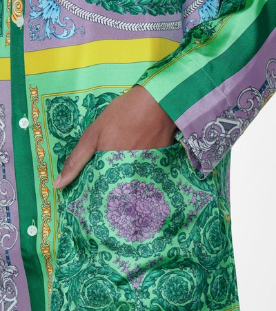 Shop Versace Barocco Mosaic Printed Silk Shirt In Multicoloured