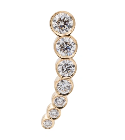 Shop Sophie Bille Brahe Petite Croissant De Lune 18kt Gold Single Earring With Diamonds