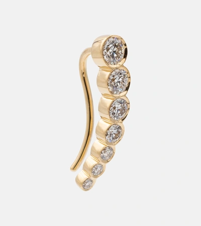 Shop Sophie Bille Brahe Petite Croissant De Lune 18kt Gold Single Earring With Diamonds