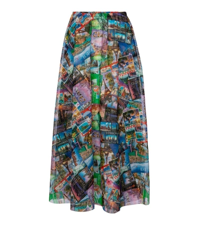 Shop Balenciaga Printed Tulle Midi Skirt In Multicoloured