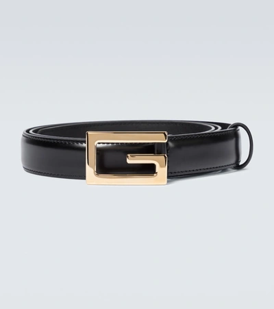 Shop Gucci Leather Belt With G Buckle In Black