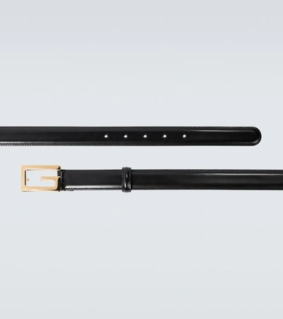 Shop Gucci Leather Belt With G Buckle In Black