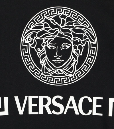Shop Versace Logo Cotton-jersey Sweatshirt In Black
