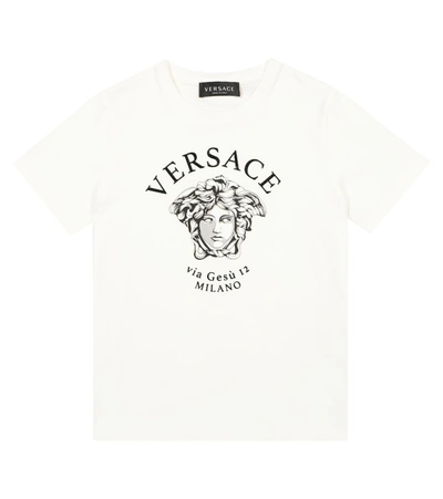 Shop Versace Logo Cotton-jersey T-shirt In White